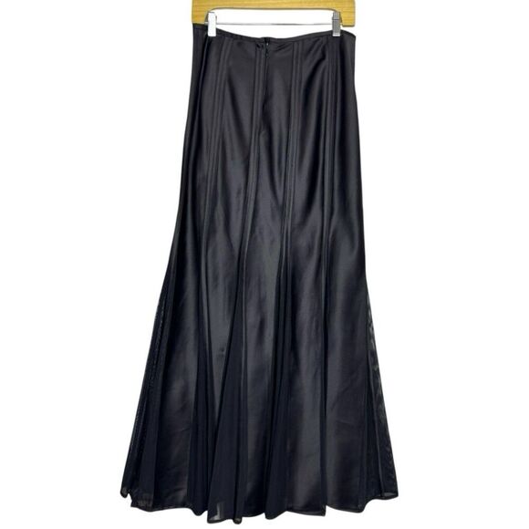 Vtg Tadashi Satin Sheer Maxi Skirt Size 10 Formal Flare Bottom Goth Vamp Witchy - Picture 6 of 11